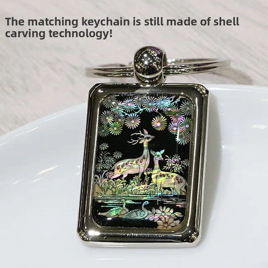 Handcrafted Mother of Pearl Lacquer Card Holder & Keychain Set