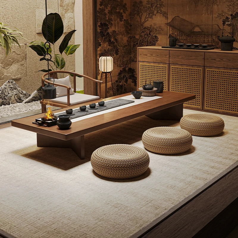 New Chinese Style Coffee Tables Japanese Home Solid Wood Balcony Bay Window Coffee Tables Floor Platform Furniture Quemo JT40E