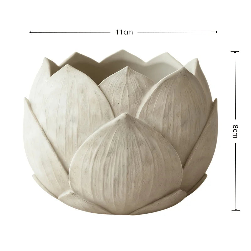 Creative Lotus Flower Resin Planter Pot – Zen Succulent & Cactus Window Sill Pot with Drain Hole