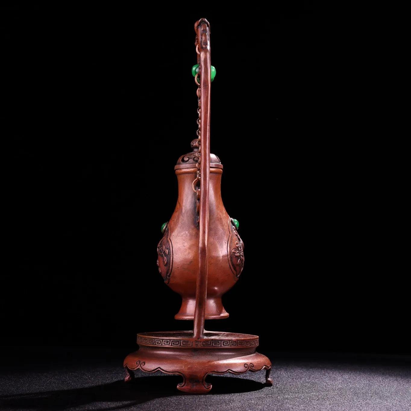10" Purple Bronze Magpie & Plum Blossom Hanging Incense Burner