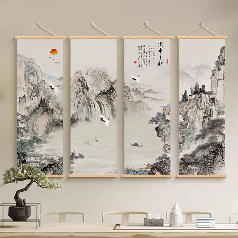 Chinese living room painting, poster wall art wall decoration, art decoration canvas, making money through flowing water