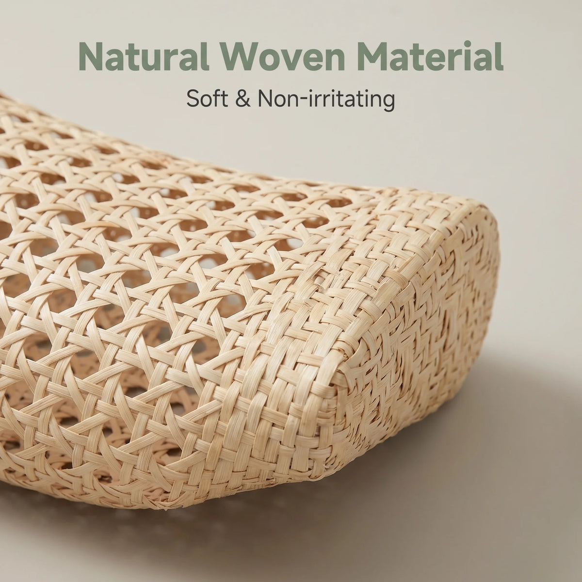 Hand-Woven Natural Straw & Rattan Cooling Pillow – Breathable Hollow Headrest & Neck Support