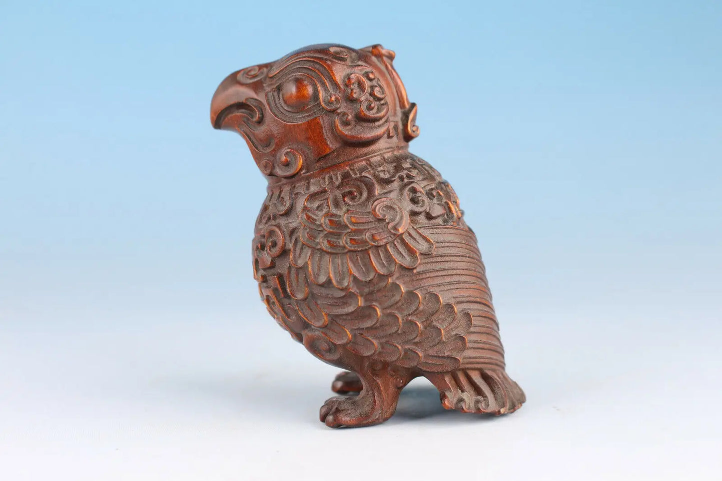 chinese boxwood handmade carving bird statue collectable netsuke good stand