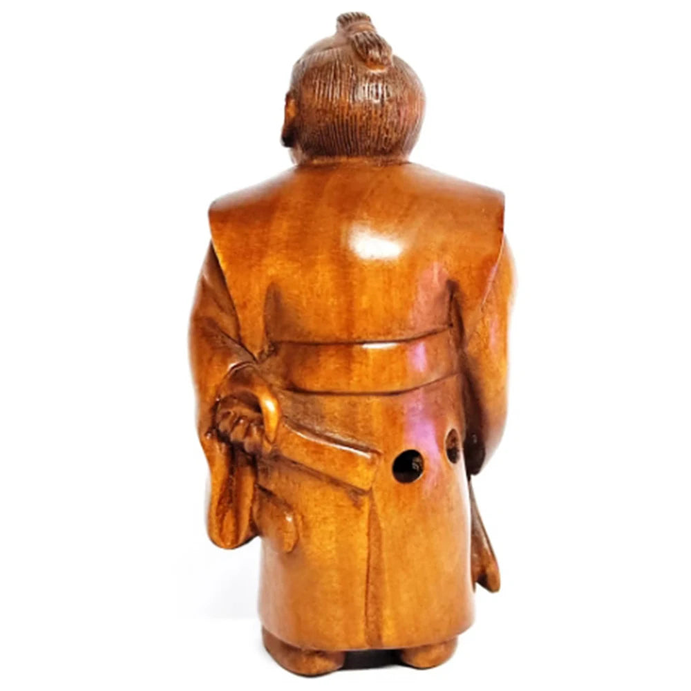 2" Buchsbaum Samurai Netsuke Figur – Japanische Miniaturkunst