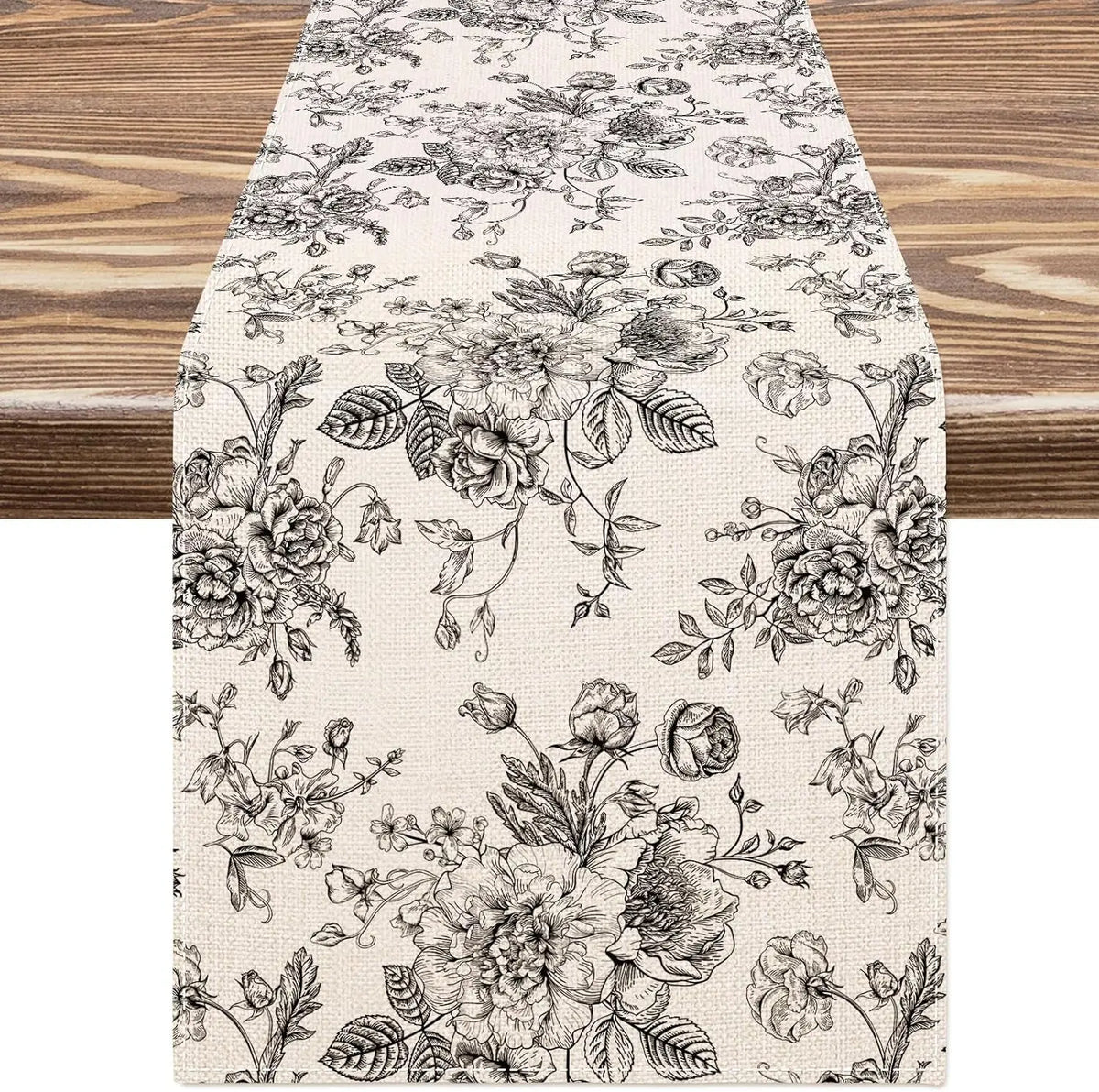 Chinoiserie Floral Linen Table Runner