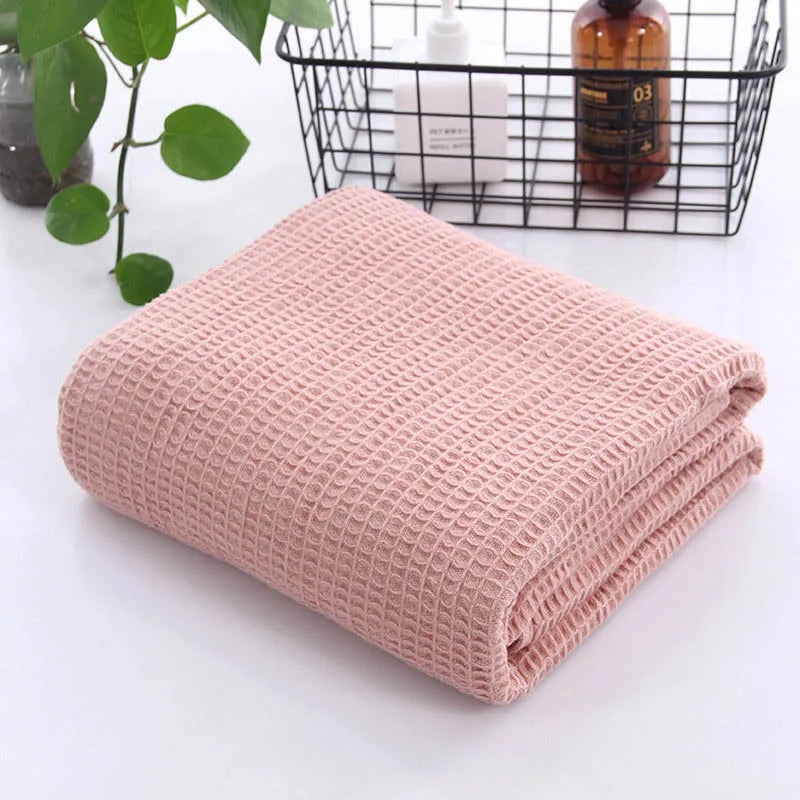 Japanese Pure Cotton Waffle Weave Blanket – Breathable Summer Towel Quilt & Sofa Throw