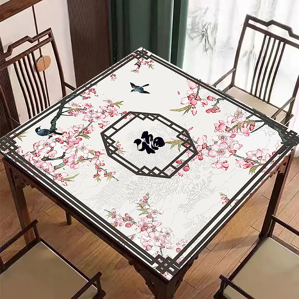 80cm Square Mahjong Table Mat – Non-Slip Rubber Sound-Dampening Gaming Mat