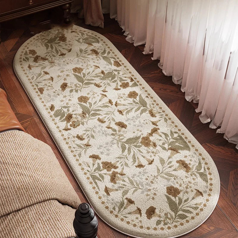 Retro Oval Living Room Carpet Floral Pattern Classic Creative Art Bedroom Runner Rug Home Decoration Sofa Coffee Table Mat Tapis