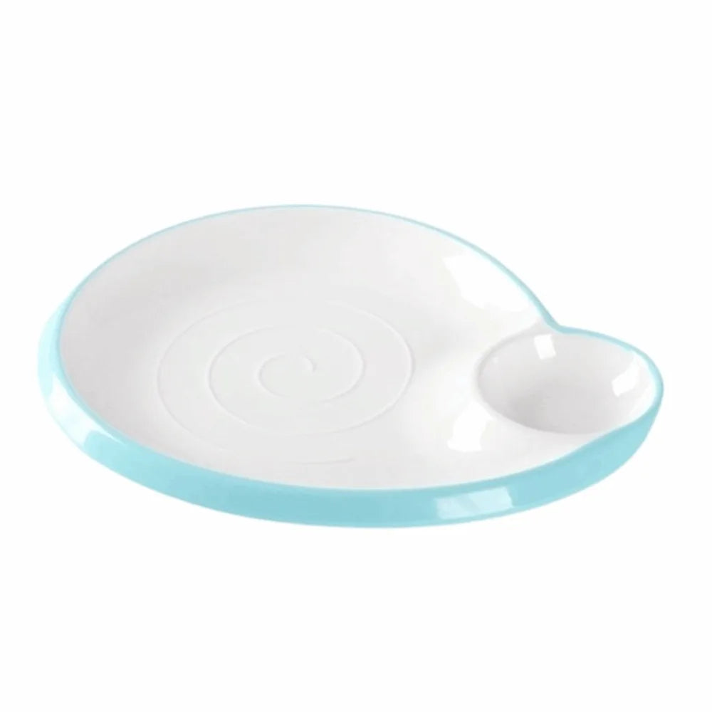 Thickened Melamine Dumpling & Sushi Plate (24cm) – Drop-Resistant Serving Tray with Sauce Compartment
