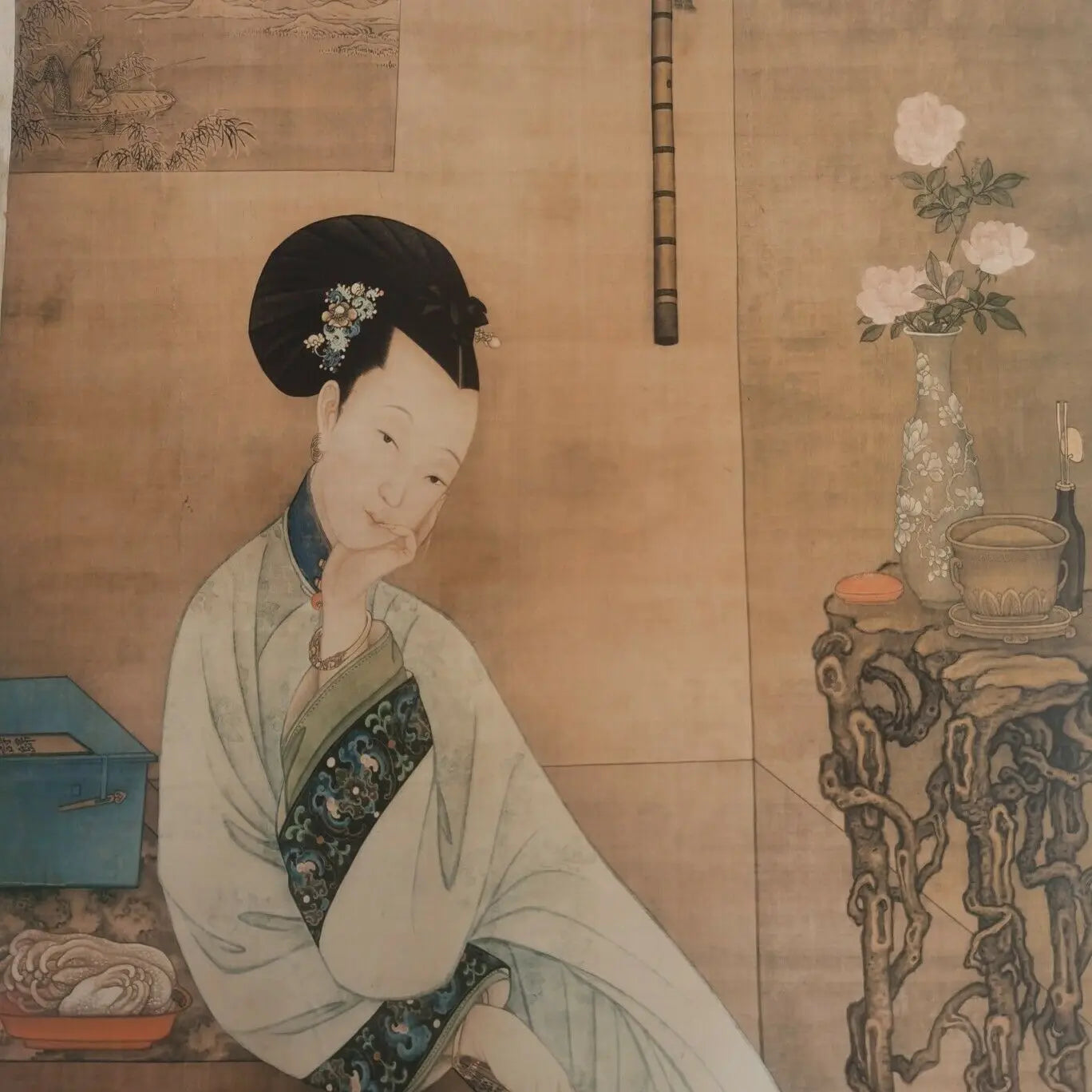Vintage Chinese Scroll After Leng Mei – Rice Paper “Ladies” Painting