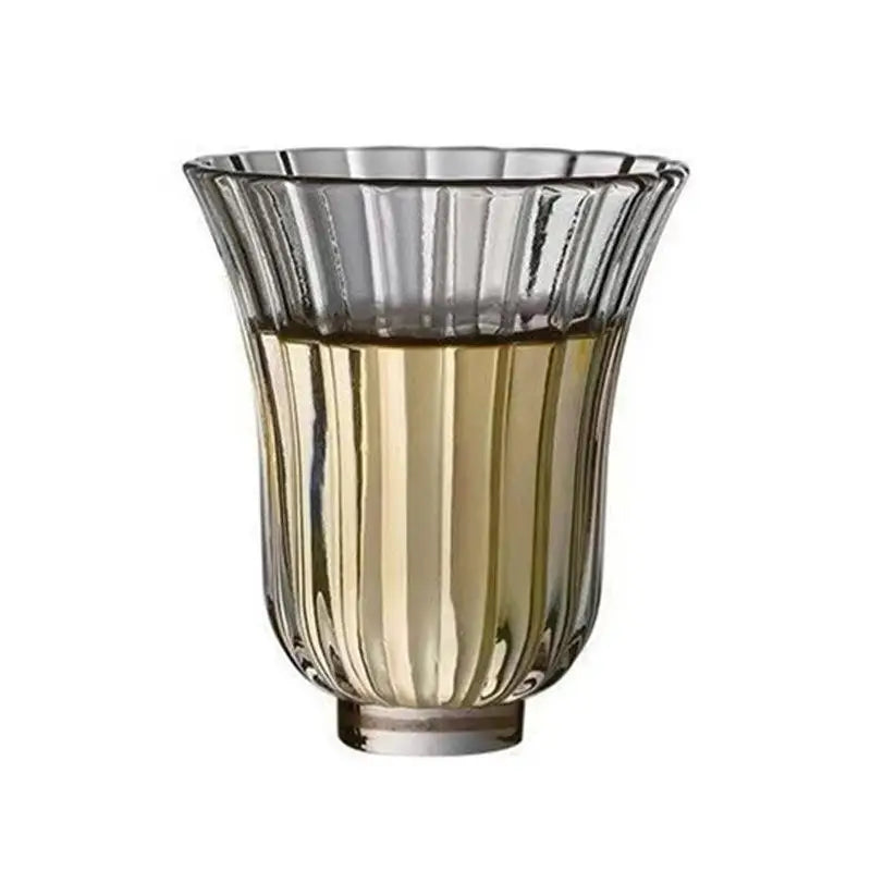 50ml Japanese Floral Glass Teacup – Heat-Resistant Gongfu Tasting Cup