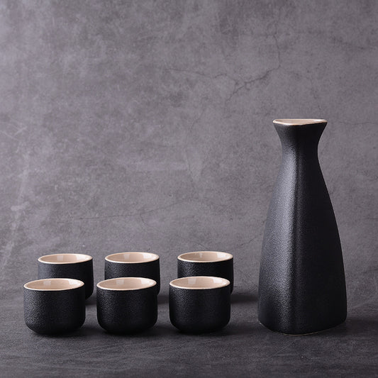 Japanese and Korean Ceramic Wine Set - Seven Pieces