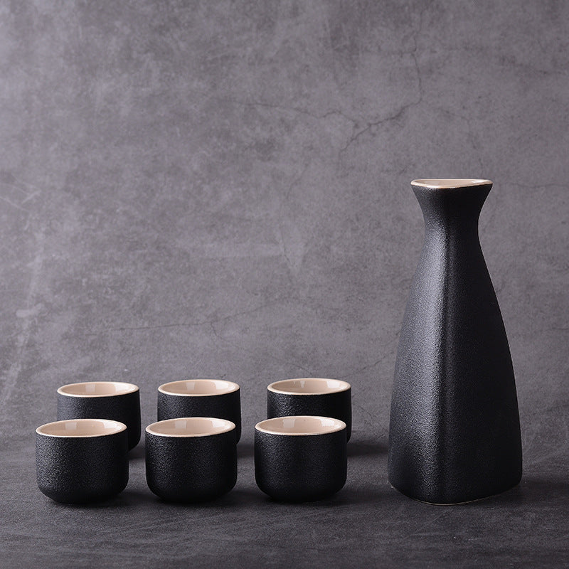 Japanese and Korean Ceramic Wine Set - Seven Pieces