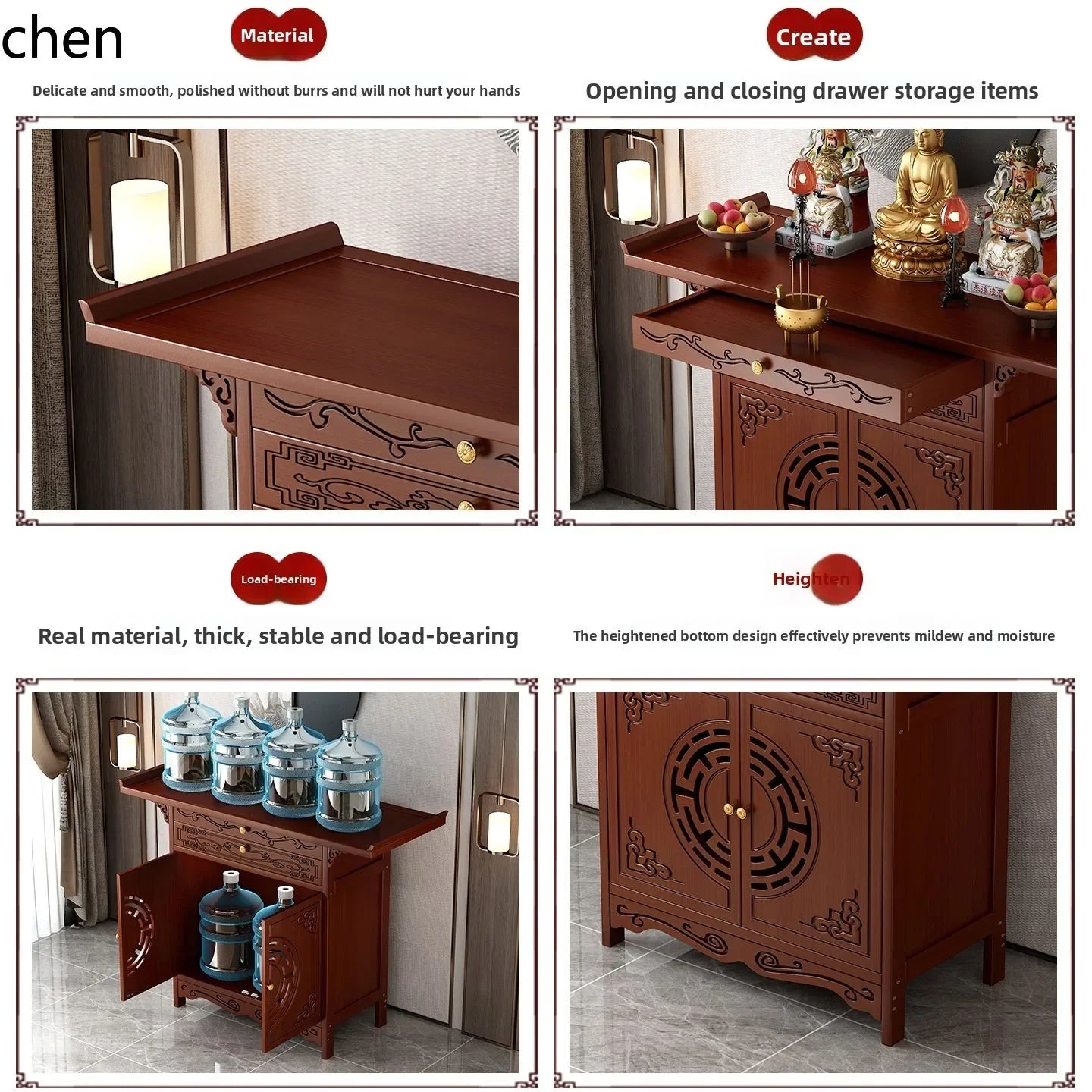 Standing Cabinet Altar – Buddha Table & Home Incense Offering Stand