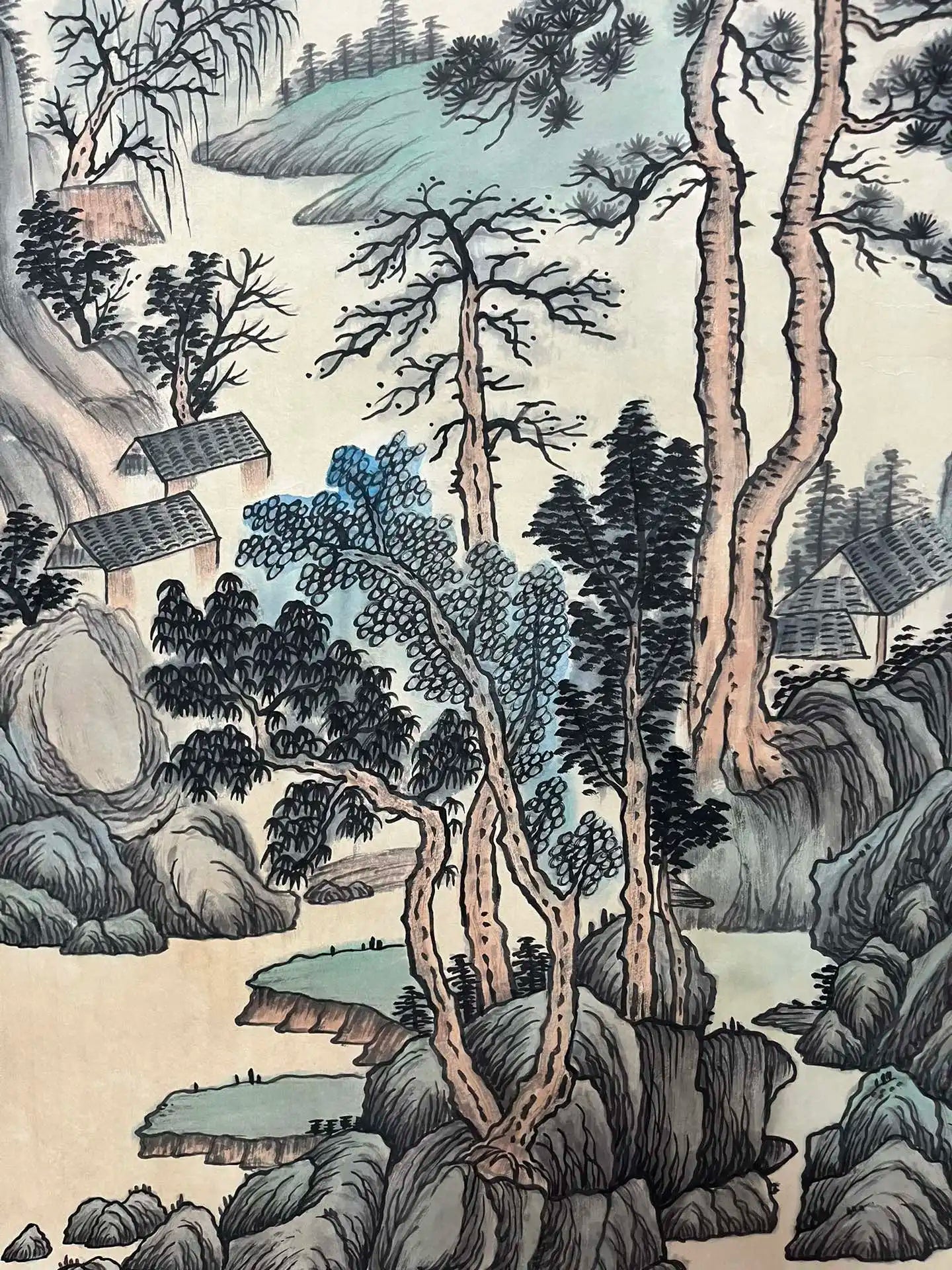 Classical Landscape Hanging Scroll Painting – After Tang Yin (200 × 80 cm)