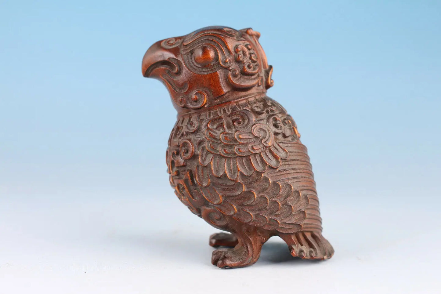 chinese boxwood handmade carving bird statue collectable netsuke good stand