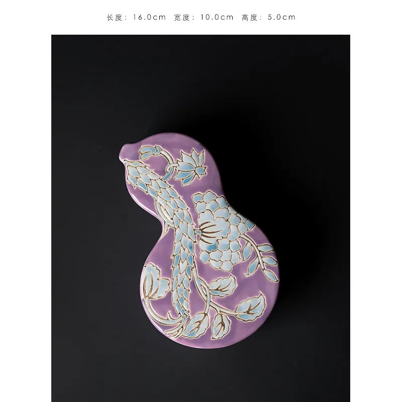 «Nirvana» Phoenix Relieve Jarrón Plano – Nueva Decoración China Asiática para el Hogar