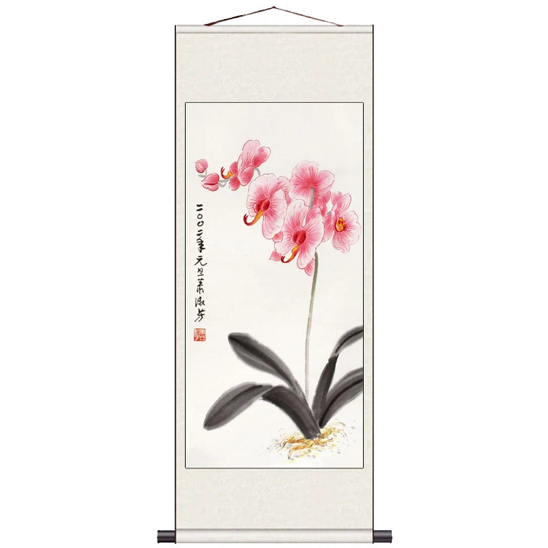 Peach Blossom Double Swallow Decorative Calligraphy and Painting Silk Gift Room Decor Aesthetic Wall Art Home Decor