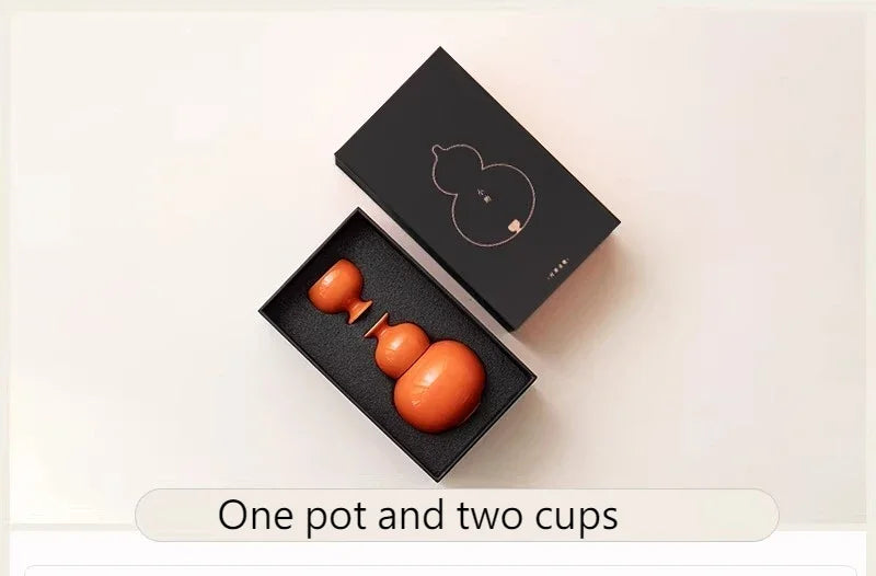 Ceramic Gourd-Shaped Sake & Wine Set – Chinese-Style Hulu Carafe & Cups in Gift Box