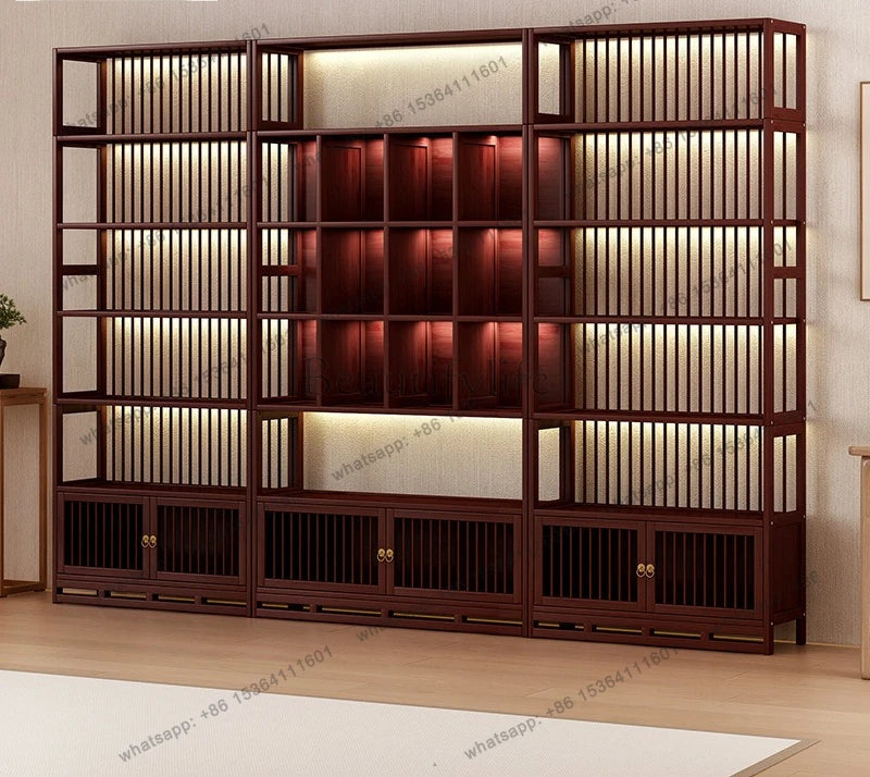Chinese Duobao Pavilion Bogu Cabinet | Illuminated Tea & Curio Display Shelf