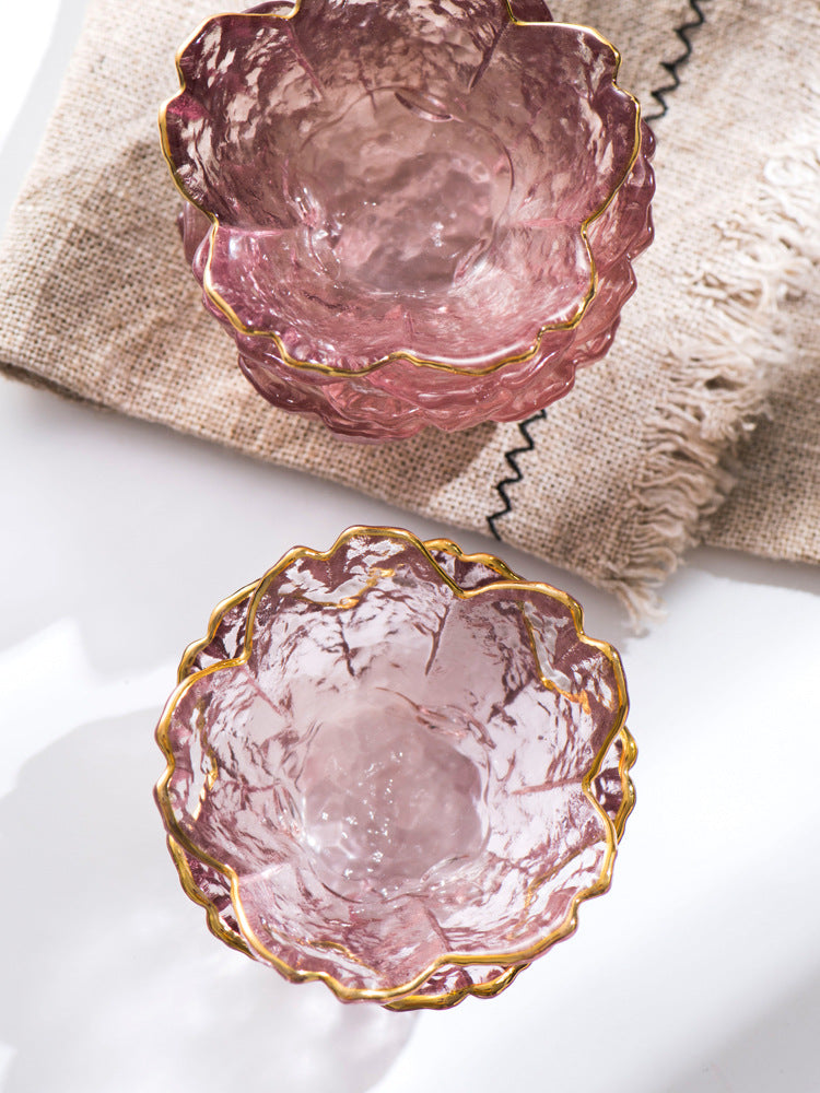 Japanese Hammer Pattern Sakura Phnom Penh Glass Plate 3-Piece or 6-Piece