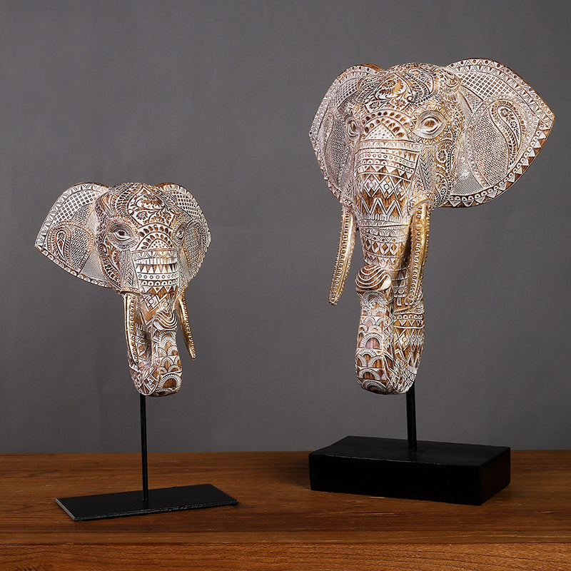 Southeast Asian Resin Elephant Figurine Decor