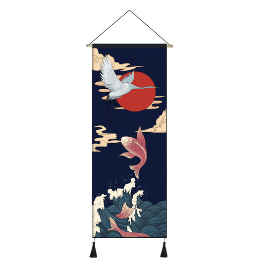Japanische Rollmalerei mit Kranich, Landschaft oder Dame
