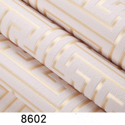 Chinese Style 3D Back Character Grid Non-Woven Deerskin Velvet Wallpaper