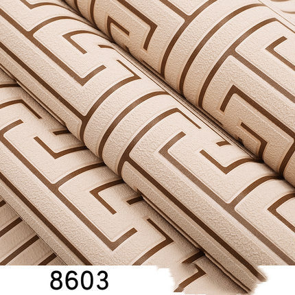 Chinese Style 3D Back Character Grid Non-Woven Deerskin Velvet Wallpaper