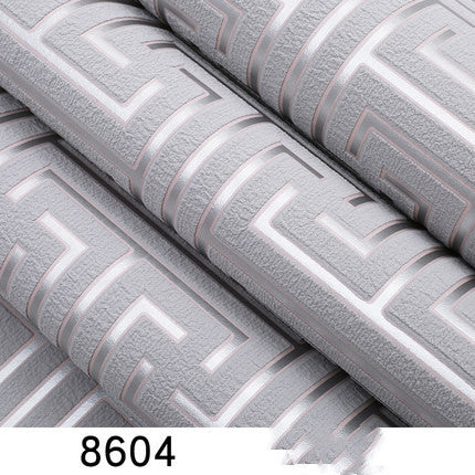 Chinese Style 3D Back Character Grid Non-Woven Deerskin Velvet Wallpaper