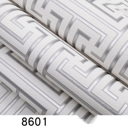 Chinese Style 3D Back Character Grid Non-Woven Deerskin Velvet Wallpaper