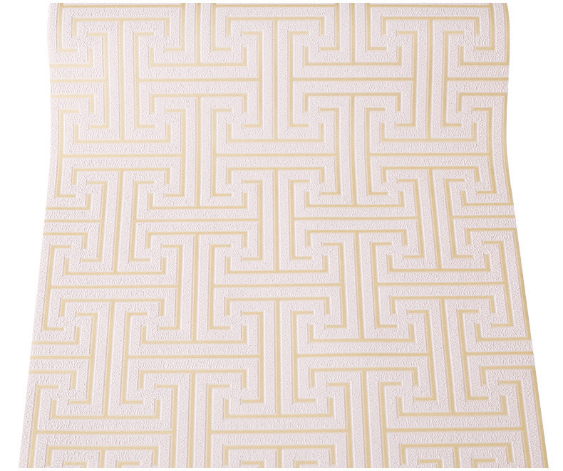 Chinese Style 3D Back Character Grid Non-Woven Deerskin Velvet Wallpaper