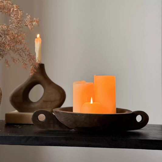 Wabi-sabi-style Round Wooden Aromatherapy Tray