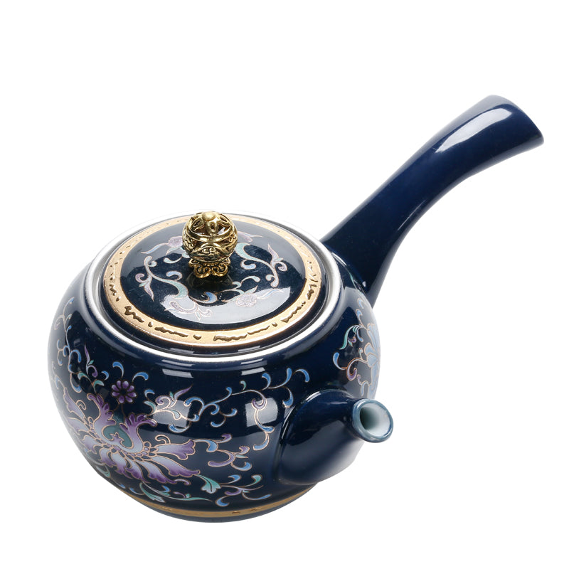 Jingdezhen Porcelain Side Handle Teapot Gilt Silver 230ml Kung Fu Tea Pot