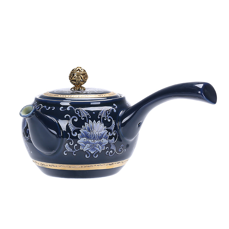 Jingdezhen Porcelain Side Handle Teapot Gilt Silver 230ml Kung Fu Tea Pot