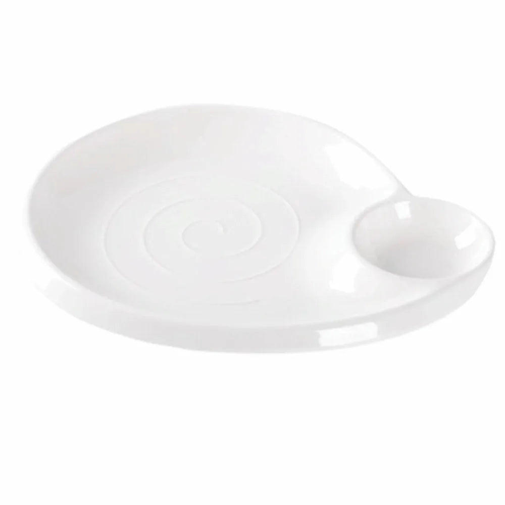 Thickened Melamine Dumpling & Sushi Plate (24cm) – Drop-Resistant Serving Tray with Sauce Compartment