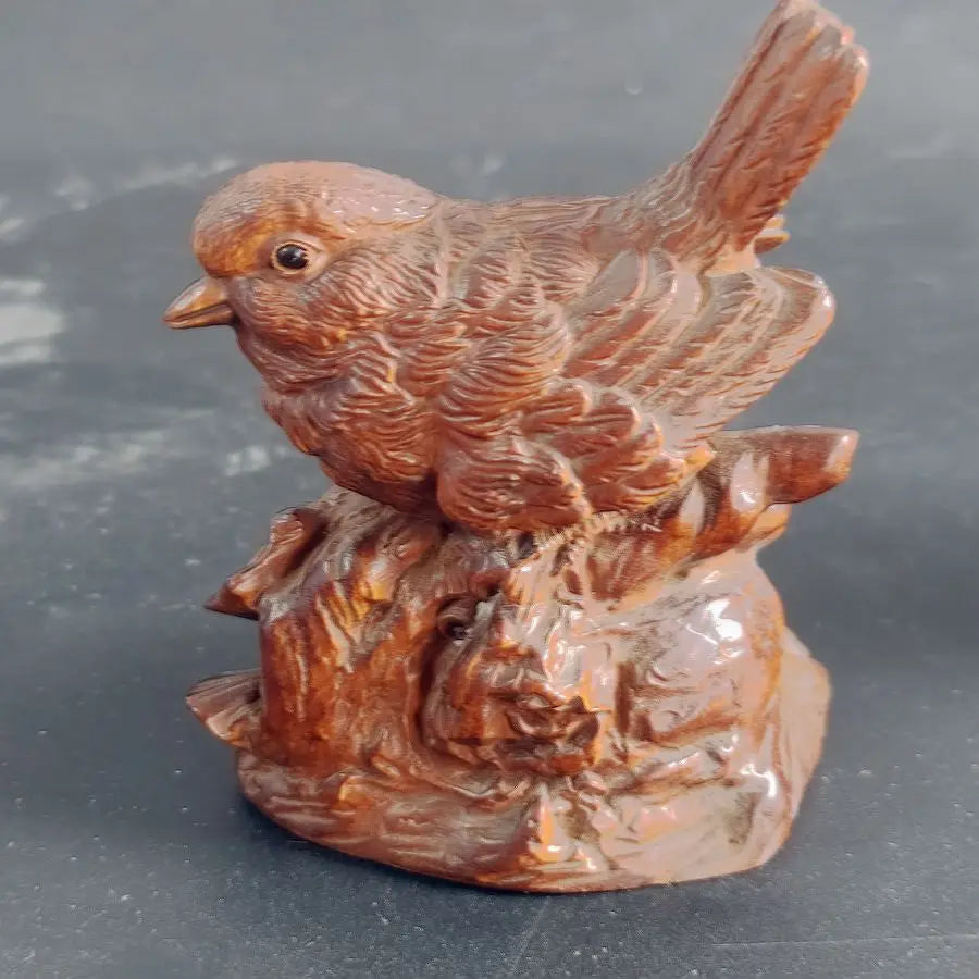 Buchsbaum Elster Netsuke Figur – Chinesische Sammlerminatur
