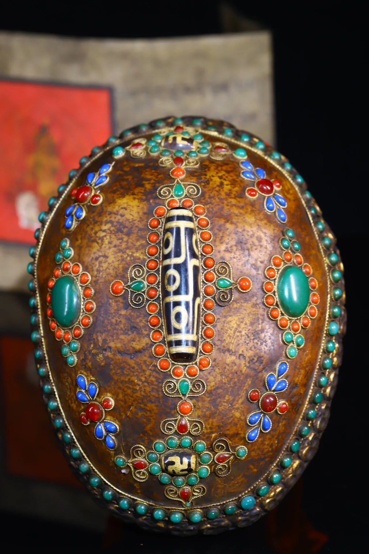 Old Nepalese Gabalā Bowl with Skull & gZi Beads