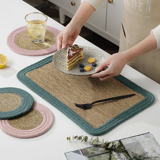 Japanese Style Breathable Jute Woven Thickened Placemat