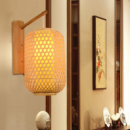 Woven Bamboo Chinese Bamboo Art Wall Lamp