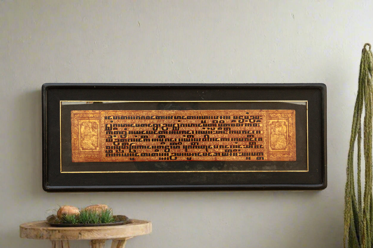 19th Century Antique Framed Burmese Manuscript