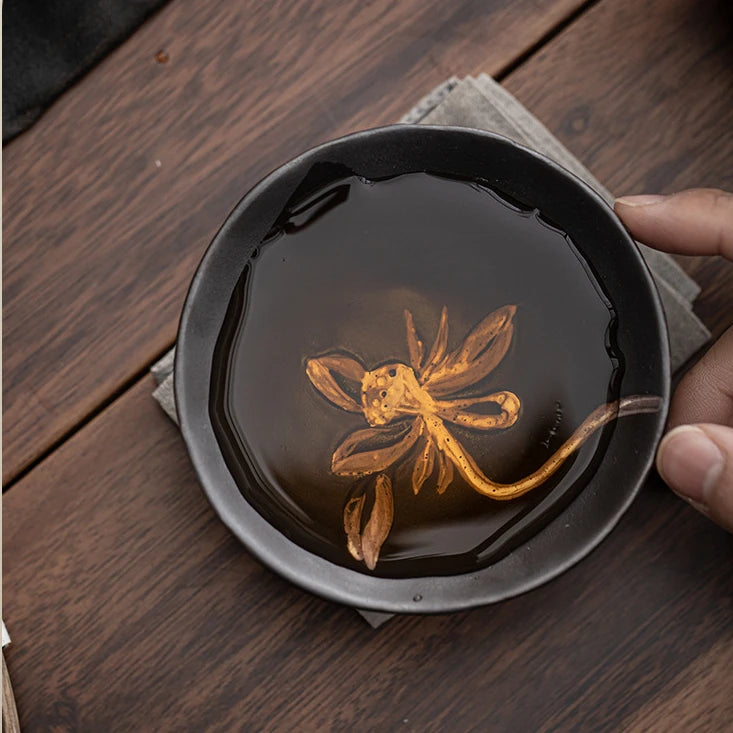 90 ml Wabi-Sabi Ceramic Lotus Tea Cup – Handmade
