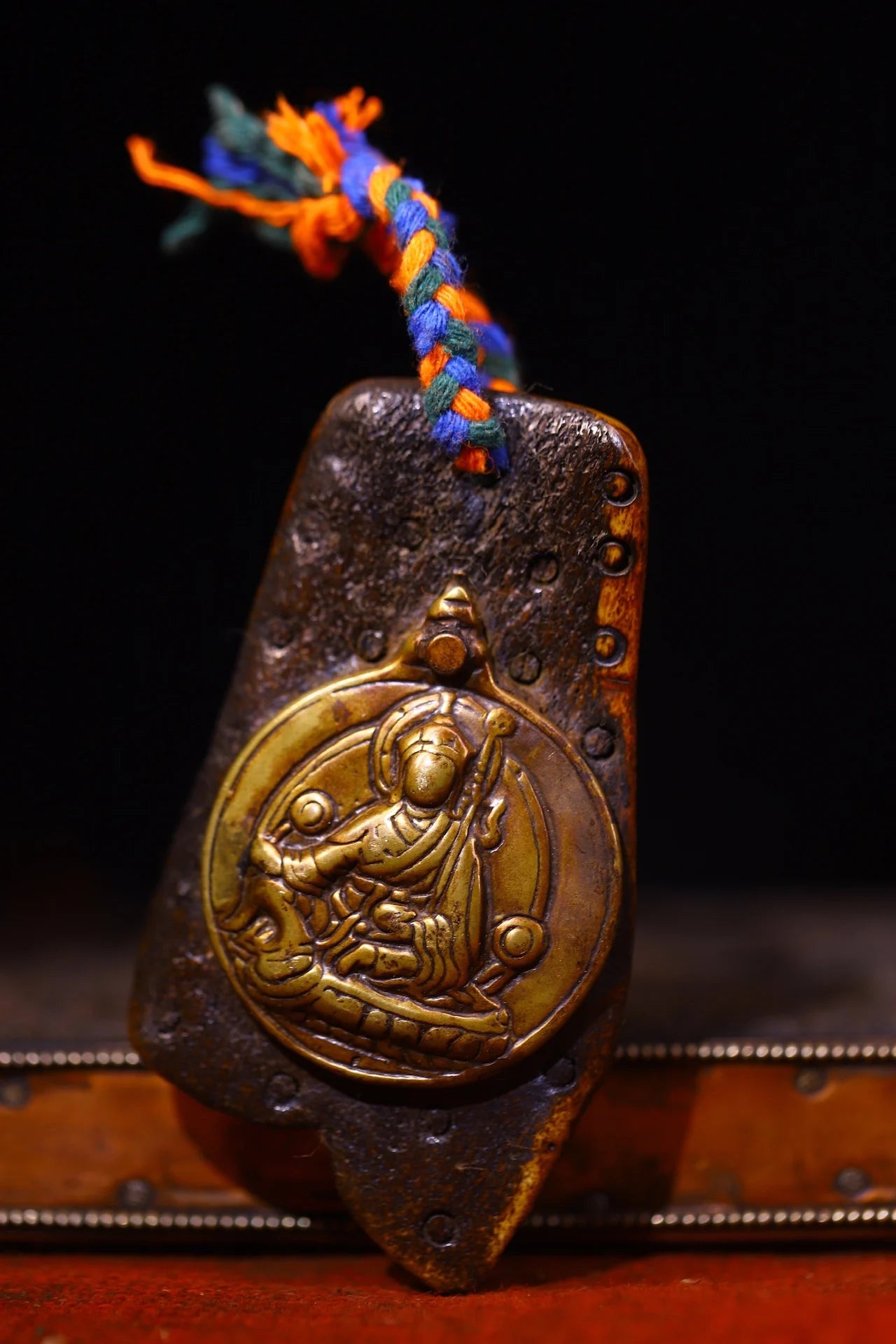 4" Gabbro & Cinnabar Padmasambhava Amulet – Temple Kapala Pendant