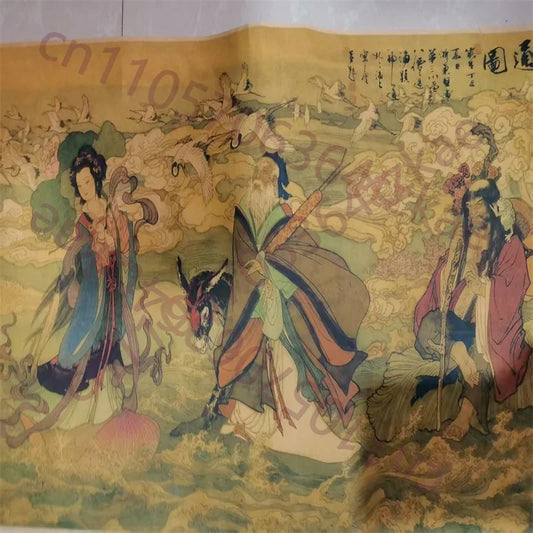 Alte chinesische Schriftrolle – Tuschemalerei „Acht Unsterbliche“ von Ding Yunpeng