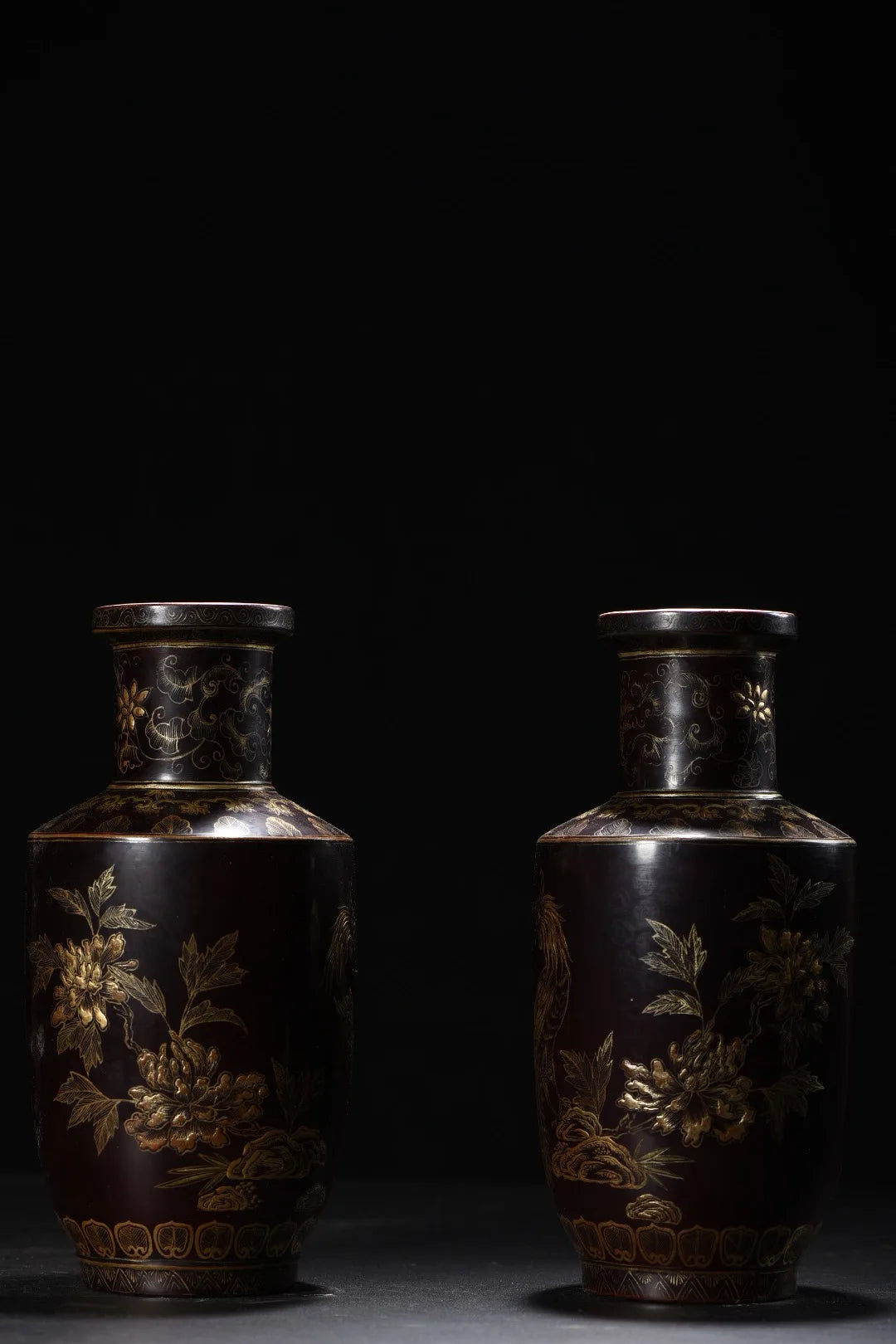 9" Tibetan Porcelain Phoenix & Peony Vases (Pair) – Asian Home Decor
