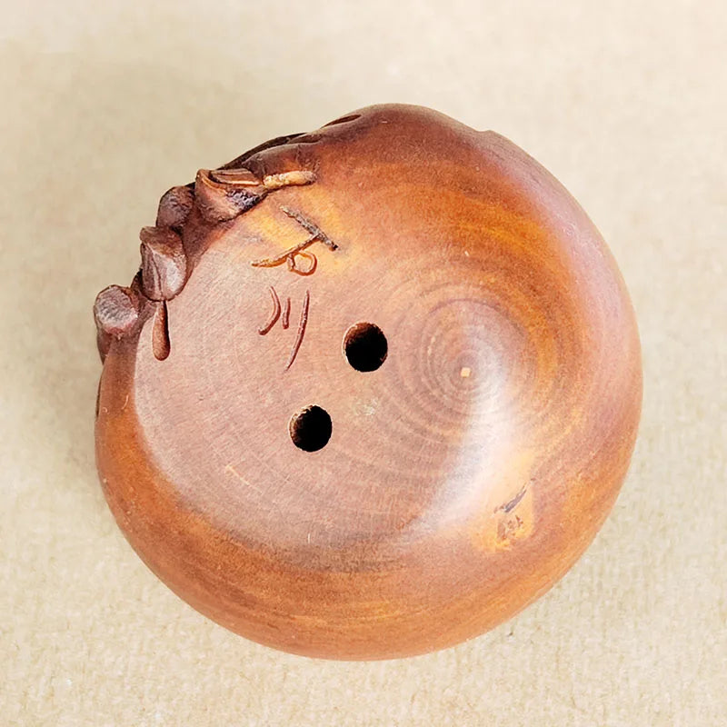 Y8932 - 2" Hand Carved Boxwood Netsuke : God of Longevity
