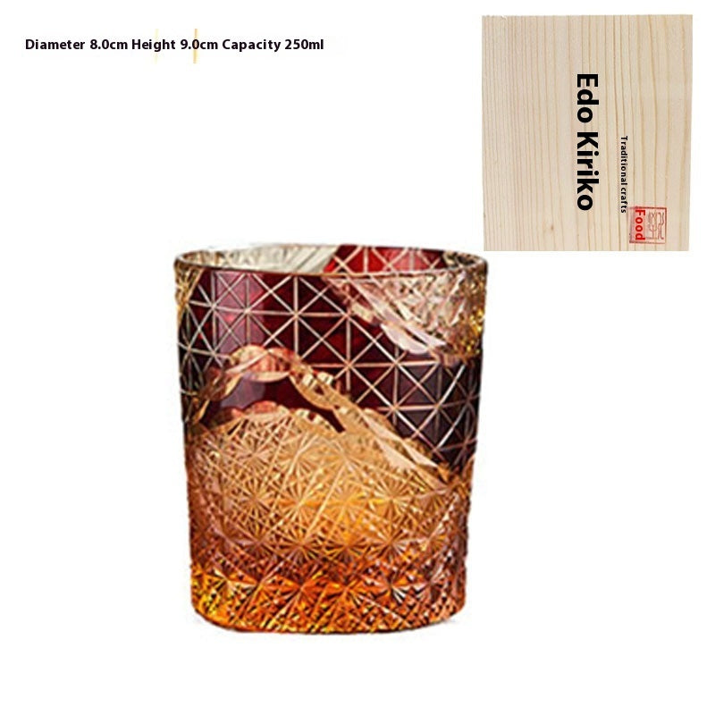 Edo Kiriko Japanese Handmade Cut Glass Cup, Single or Set of 4