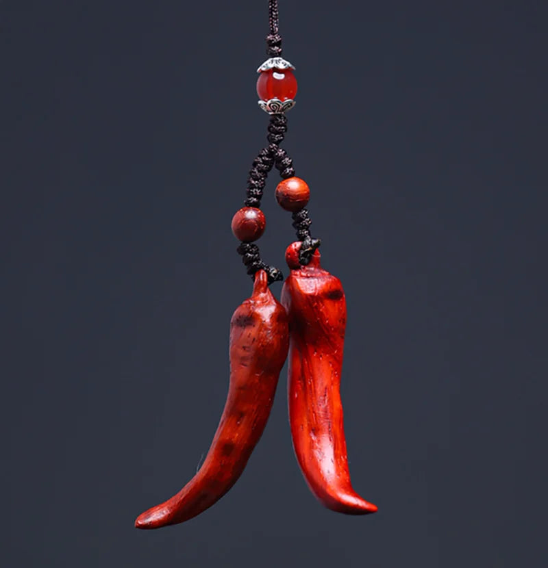 Pfeffer-Rosenholz-Netsuke-Perle – Kleine geschnitzte Figuren-Anhänger 5,5 cm