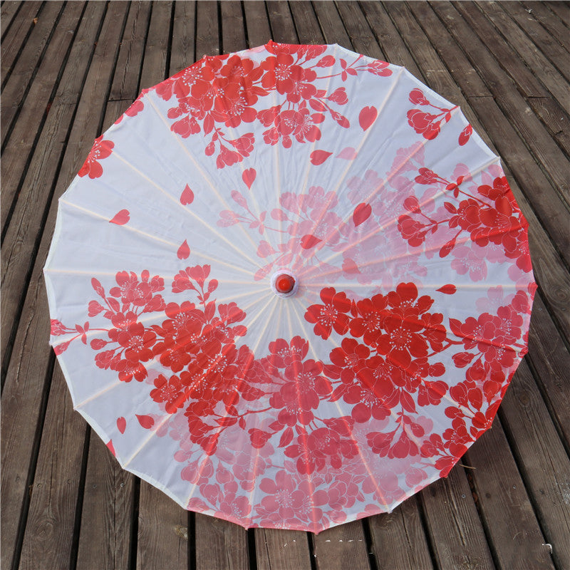 Chinese Style Silk Print Bamboo Umbrella
