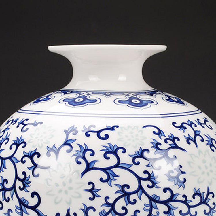Chinese Decorative Ceramic Vase with Blue and White Flowers or Branches